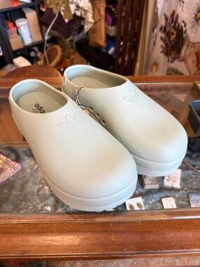 adidas Mint Green Slip-On Clog Mules